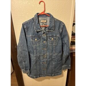 VTG Jamaica Bay Jean Jacket Womens Size L Blue Denim 90s Y2K Western Country